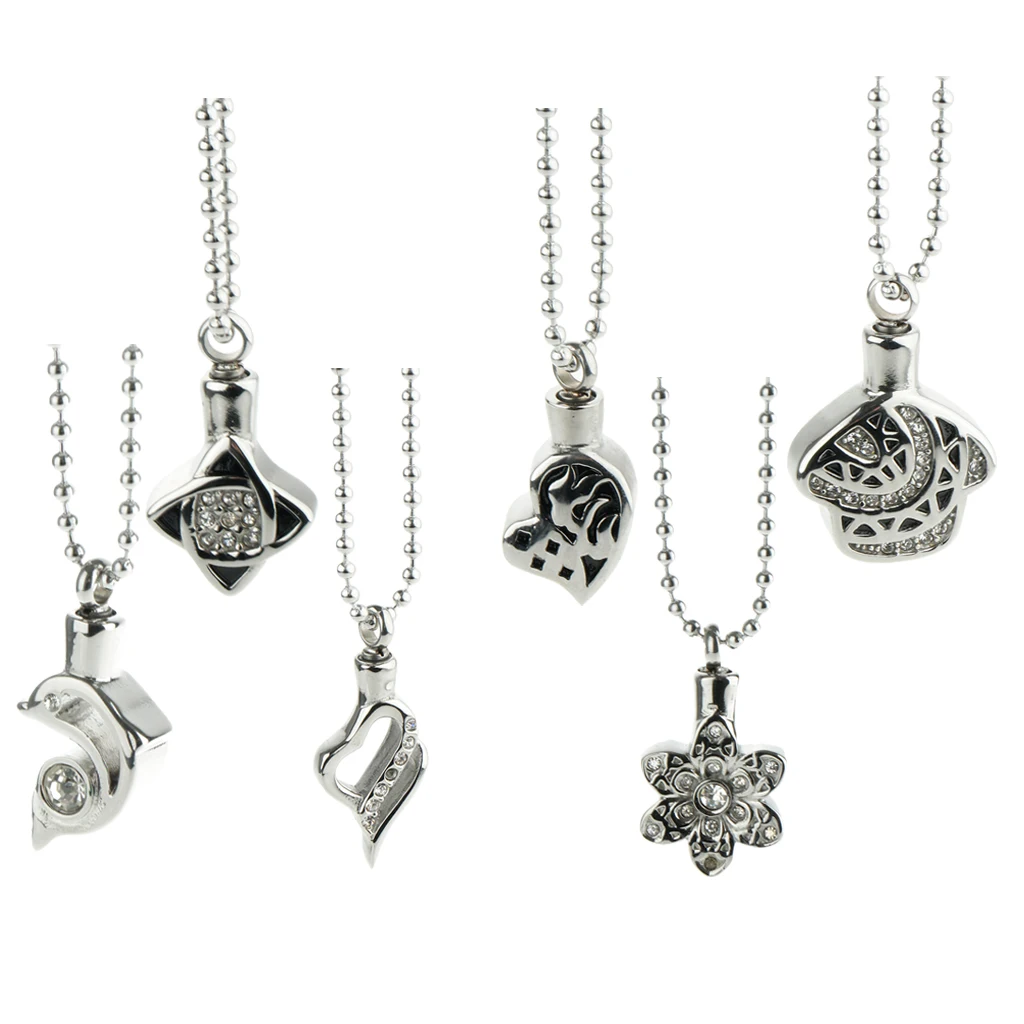 America Style Urn Ashes Locket Pendant Charm Necklace 316L Stainless Steel Tone Allergy-Free Durable Adjustable Necklace