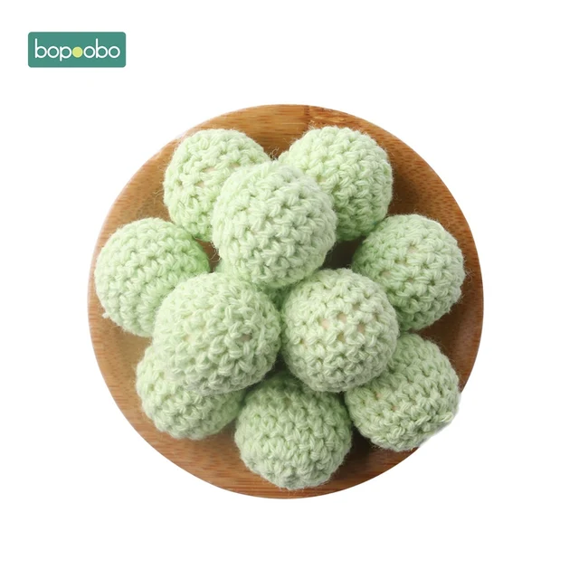 Bopoobo 20mm 10pcs Wooden Crochet Beads Chewable Beads DIY Wooden Teething Knitting Beads Jewelry Crib Sensory Toy Baby Teether 1