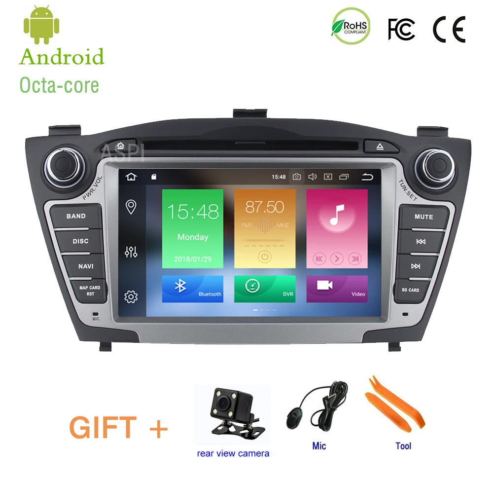 

7'' IPS Screen 2 Din Car Radio Android 8.0 Octa Core 4G+32G Sat Nav DVD Player for Hyundai iX35 IX 35 Tucson 2011 2012 2013