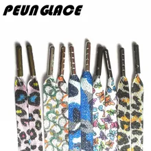 Качество peunglace 1000 пар/лот 90 см 120 см 150 см с леопардовым принтом обувные шнурки с принтом на завязках металлические наконечники