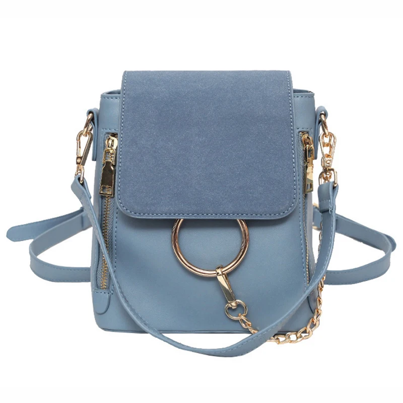 

2019Summer new Contrast color Backpack Female Luxury Brand Designed Mini Backpack Round Ring Schoolbag PU Leather Women Backpack
