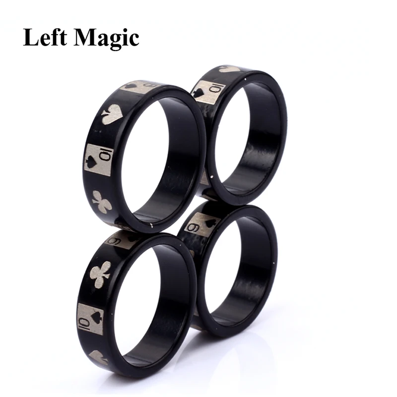 

1 Pcs Wizard PK Card Pattern Ring Magic Tricks Black Strong Magnetic Magic Rings 18mm/19mm/20mm/21mm Coin Finger Magician Props