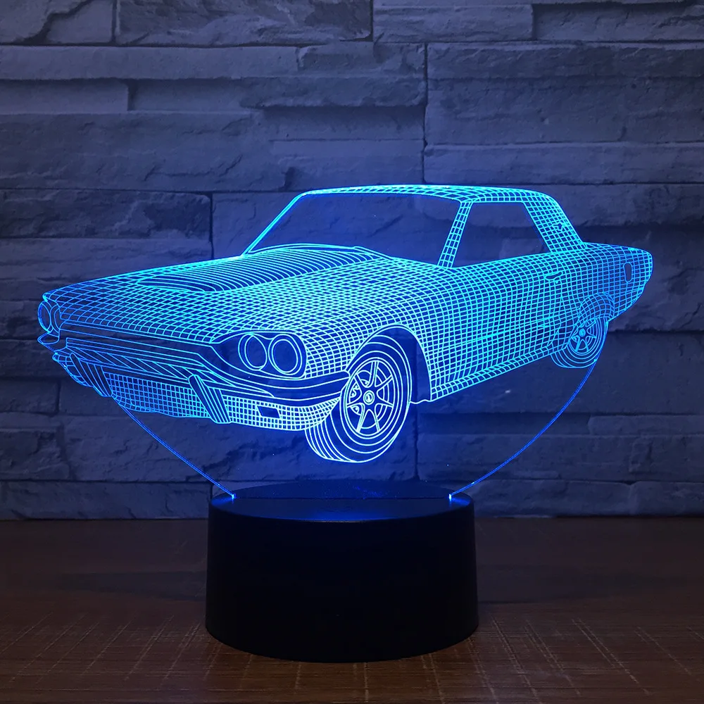 Модель автомобиля светодиодная 3D лампа Usb Иллюзия красочная настольная Дети