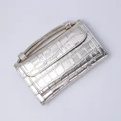 Клатч из крокодиловой кожи, женская сумочка с цепочкой, серебристая сумка через плечо, Дамский модный кошелек для телефона с ручкой