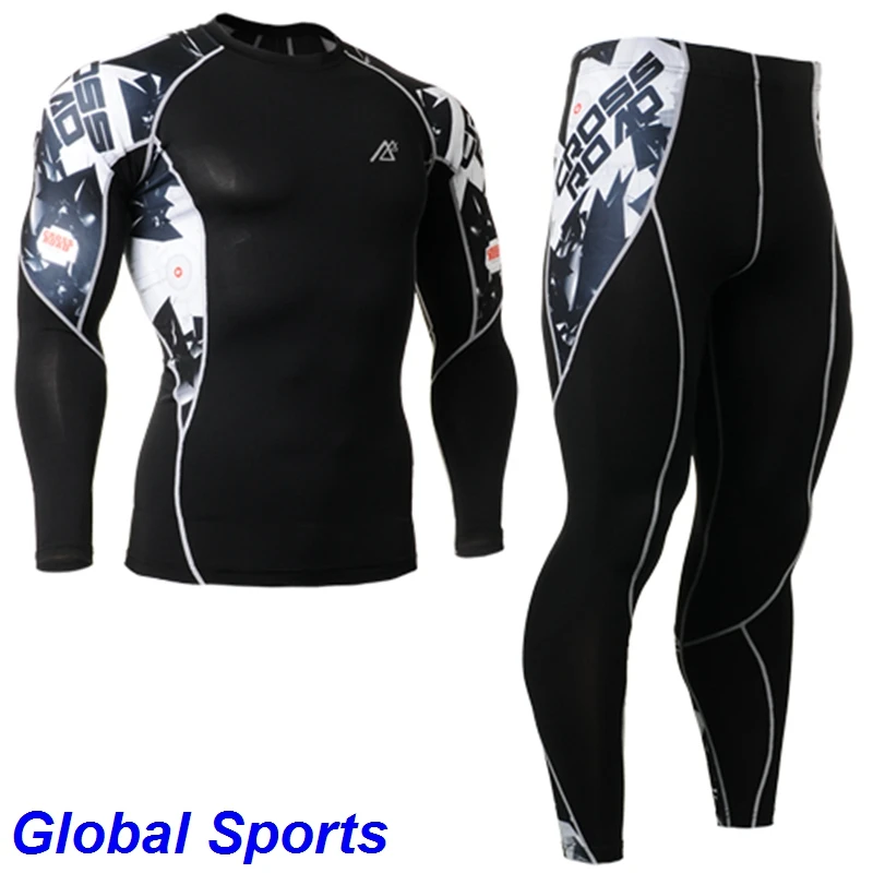 2017 mens Compression Base Layer sets spring Men Long Fitness Set Suits