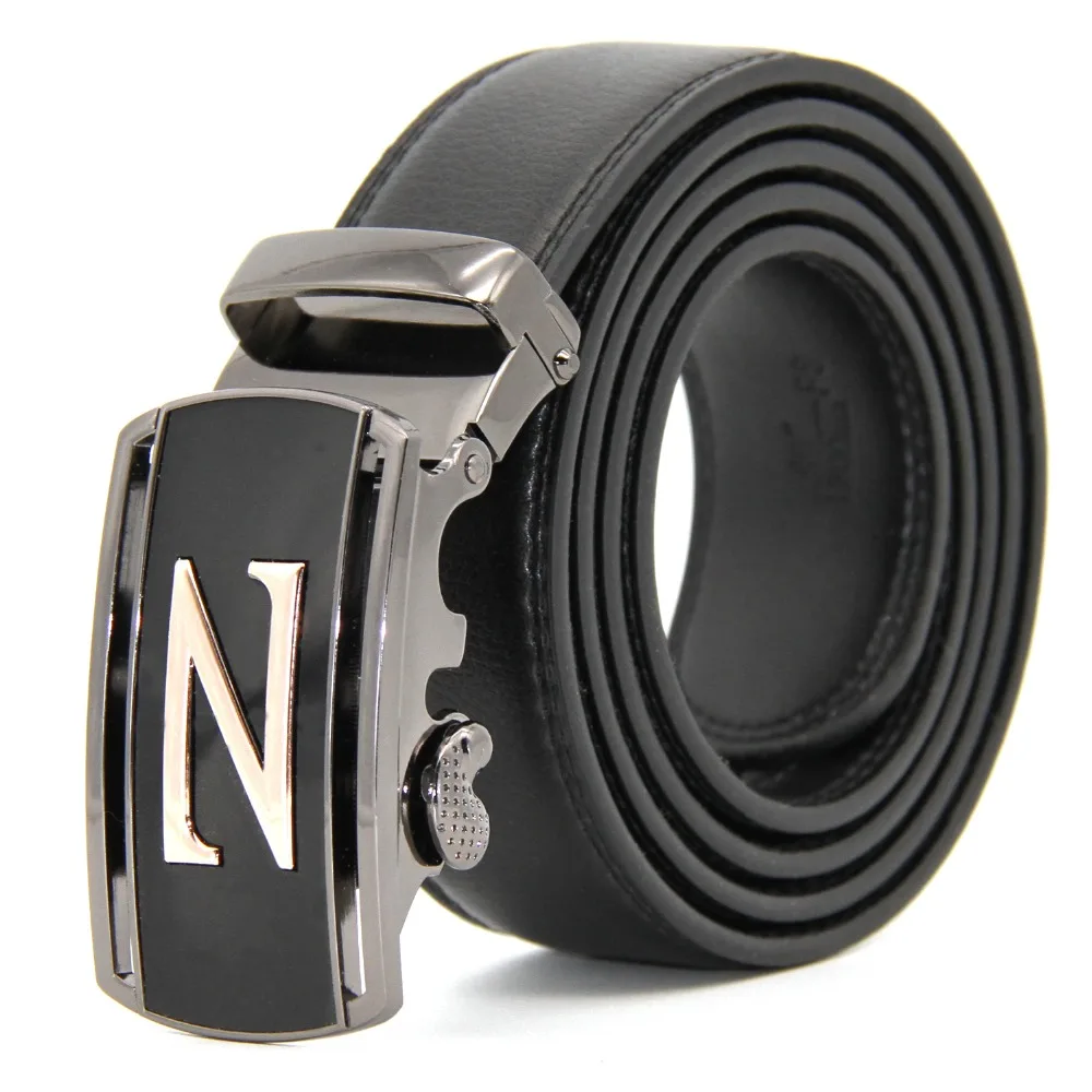 {JPQHY} Fashion Letter Z Alloy Automatic Buckle Men's Belts Genuine