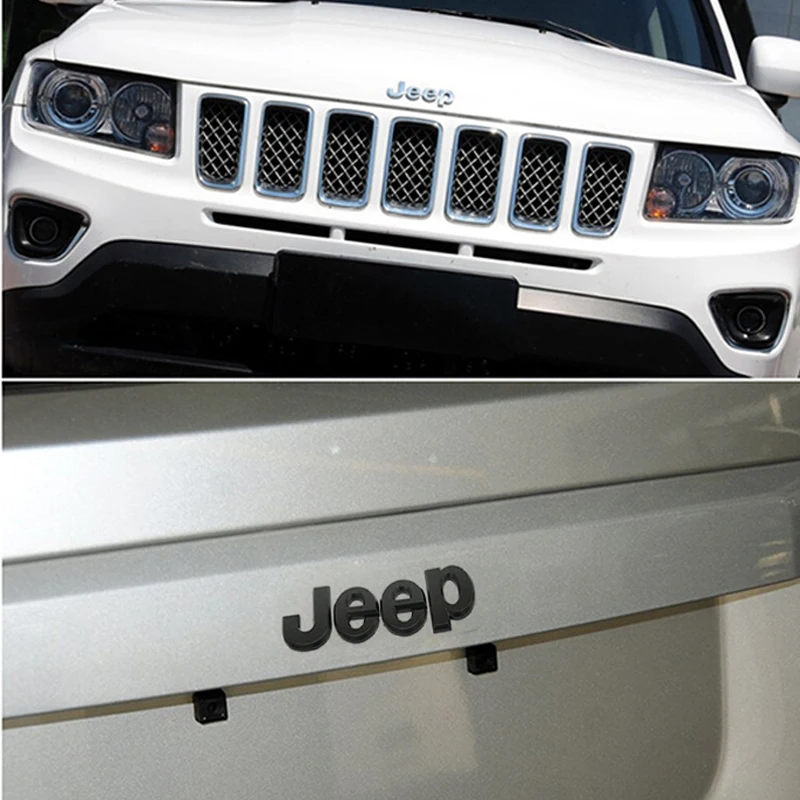 

Lonleap Car Logo Metal Matt Rear Badge Emblem Logo Sticker Cherokee Wrangler Matte Black For Jeep