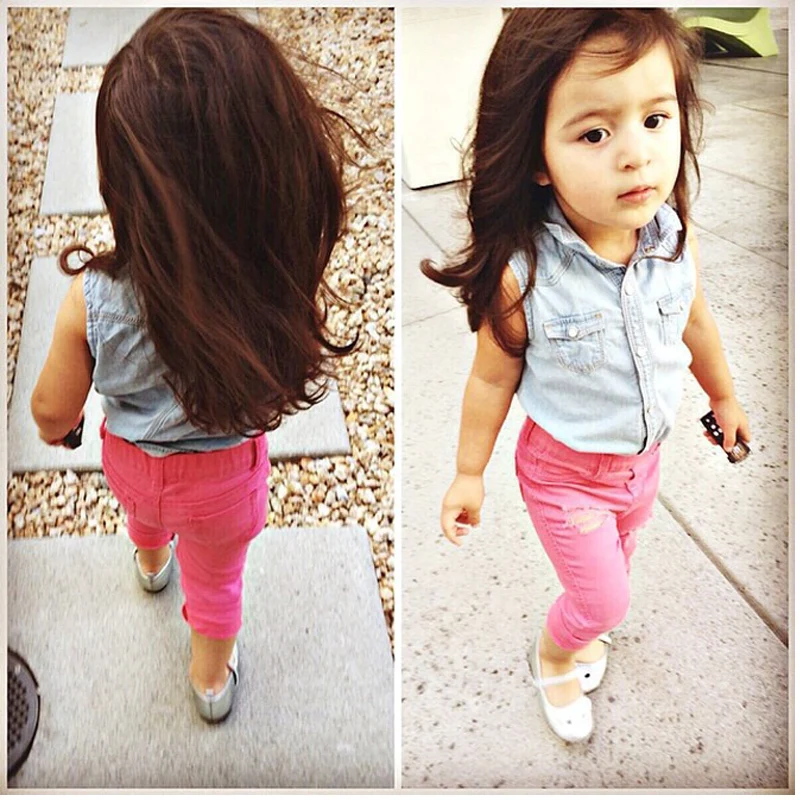 Online Shop 2015 Fashion Lovely 2 PCS sets Baby Girls Denim sets ...