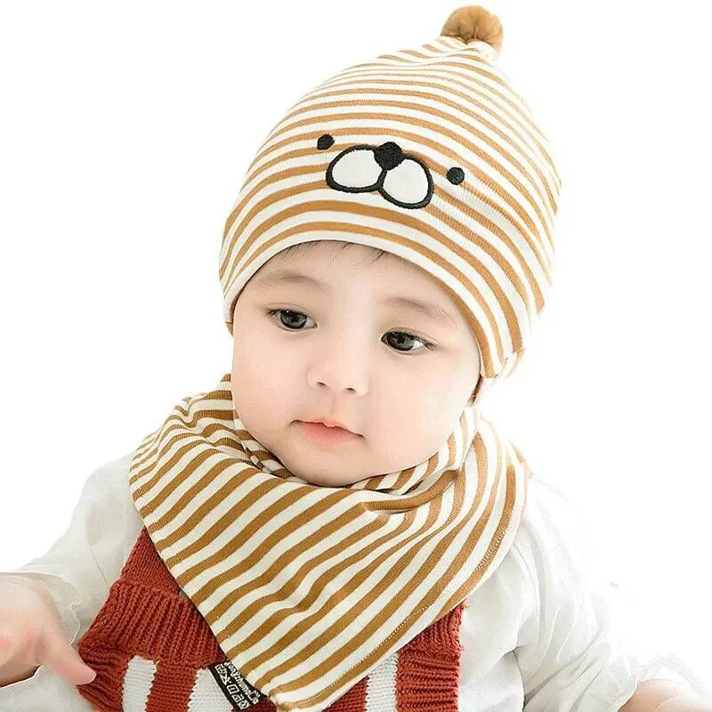 Новая хлопковая шапочка для младенца нагрудник Мягкие Шапки новорожденных на