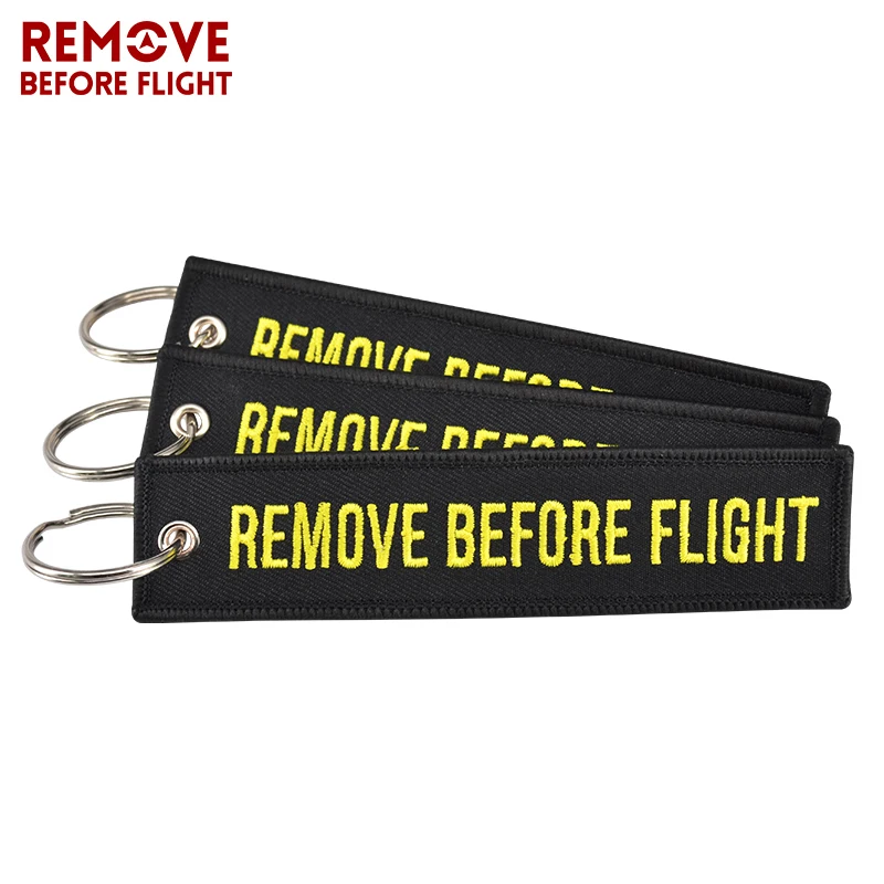 Fashion Jewelry Keychain for Cars and Motorcycles Embroidery Key Chain Key Fobs REMOVE BEFORE FLIGHT Black Keychain Safety Tag (7)