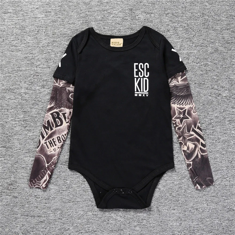 Baby Rompers Tattoo Sleeves Rock Baby Boy Romper Christmas Infant Girls Jumpsuit Long Sleeves Baby Print Clothes Cute Jumpsuit Baby Bodysuits are cool