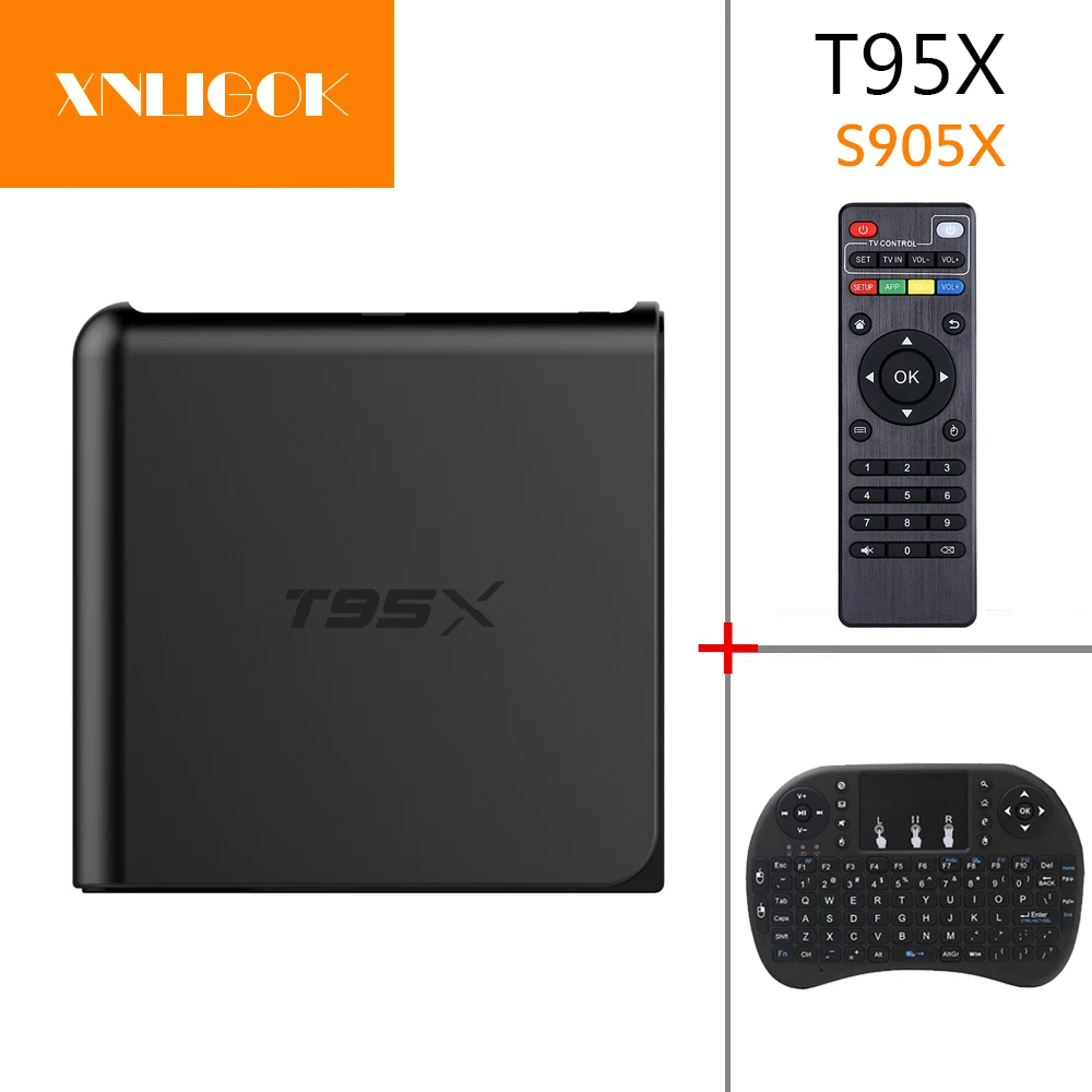 ТВ приставка T95X Android 6 0 Smart TV Box KD 17 1 2G/8G 2G/16G Amlogic S905X четырехъядерный HD 2