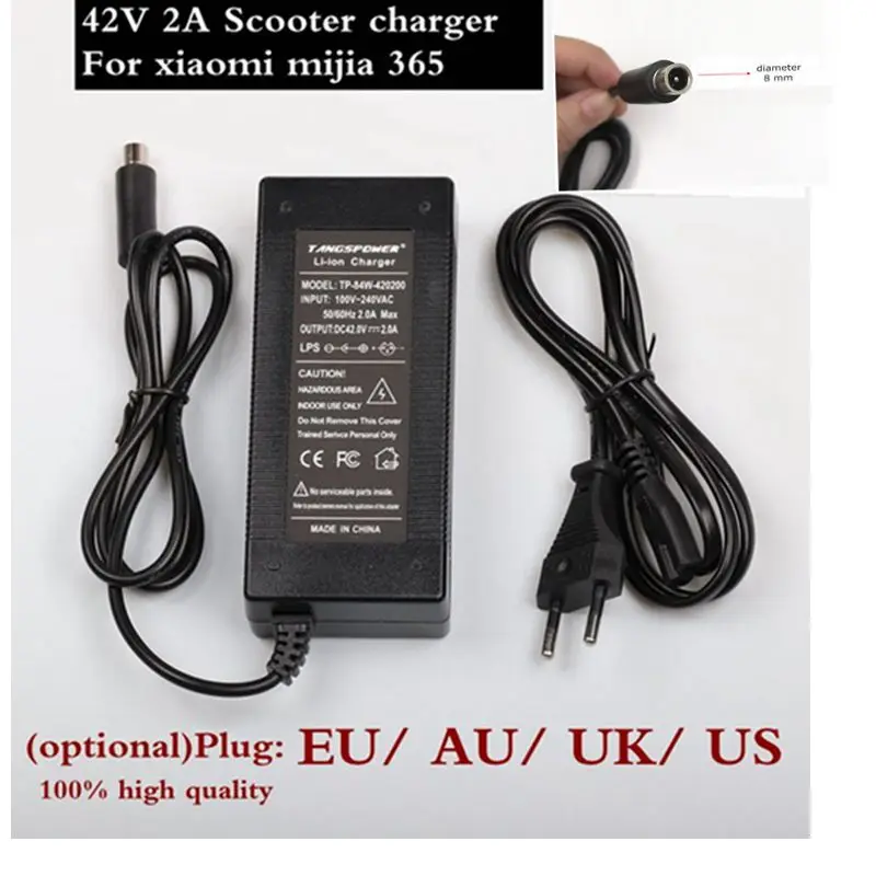 

42V 2A Electric Skatebaord Scooter 1PC Charger Adapter for Xiaomi Mijia M365 Electric Scooter Bicycle Accessories US