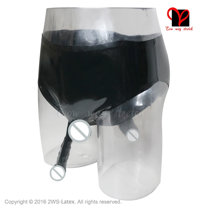 Latex pants Anatomical anal Condom Penis Sheath Low Cut Rubber panties Underwear Underpants plus size KZ-045