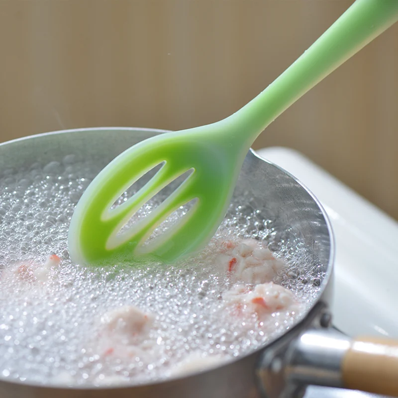 Silicone Kitchen Spoon Slotted Spoon Large Long Handle Strainer Spoon Skimmer Silicone Soup Ladle Colander Spatula Cooking Tools (5)