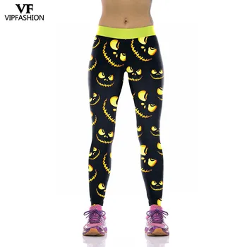 

VIP FASHION 2019 New Design Fashion 3D Halloween Pumpkin Lantern Printed Pants Sexy Gym Plus Size Casual Leggings For Women