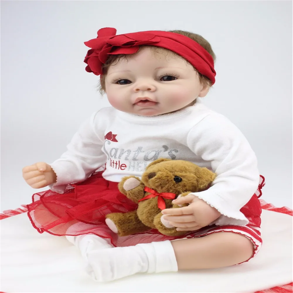 22inch 55cm Silicone baby reborn dolls, lifelike doll reborn babies toys for girl princess gift brinquedos Children's toys