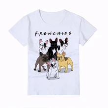 Летняя крутая новая детская футболка с французским бульдогом футболка с рисунком собаки из мультфильма «Приключения», топы с короткими рукавами и круглым вырезом, Забавные топы с изображением животных, Y6-23