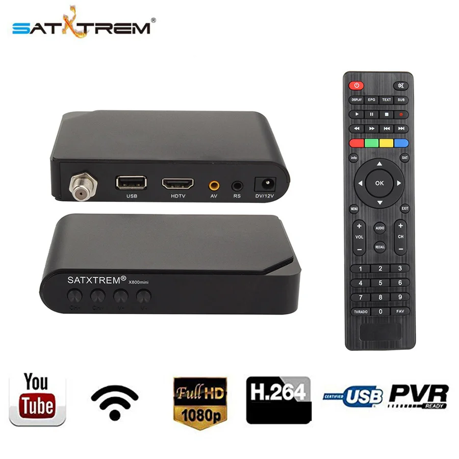 

SATXTREM X800 Mini DVB S2 Digita Satellite Receiver Full 1080P HD H.264 USB Wifi With 1 Year 8 Lines Support PVR Media Player