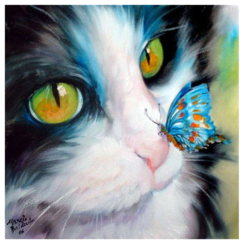 

YHYS Full 5D Diy Diamond Painting Cross Stitch "Cat Butterfly" 3D Diamond Embroidery Rhinestone Mosaic Decor Paintings