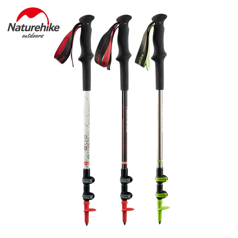 Leve de Fibra de Carbono Vara de Cana Cerca de 185g Carbono plus Liga de Alumínio Naturehike Acampamento plus Liga de Alumínio Bengala Pólo Caminhadas Pólo Caminhadas