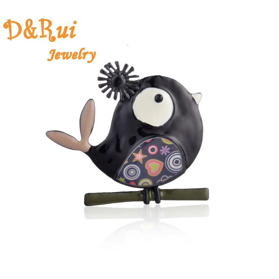 

Black Bird Brooch Cute Animal Alloy Metal Enamel Pin 2019 Best-selling Cartoon Collar Pins and Brooches for Women Girls Gifts
