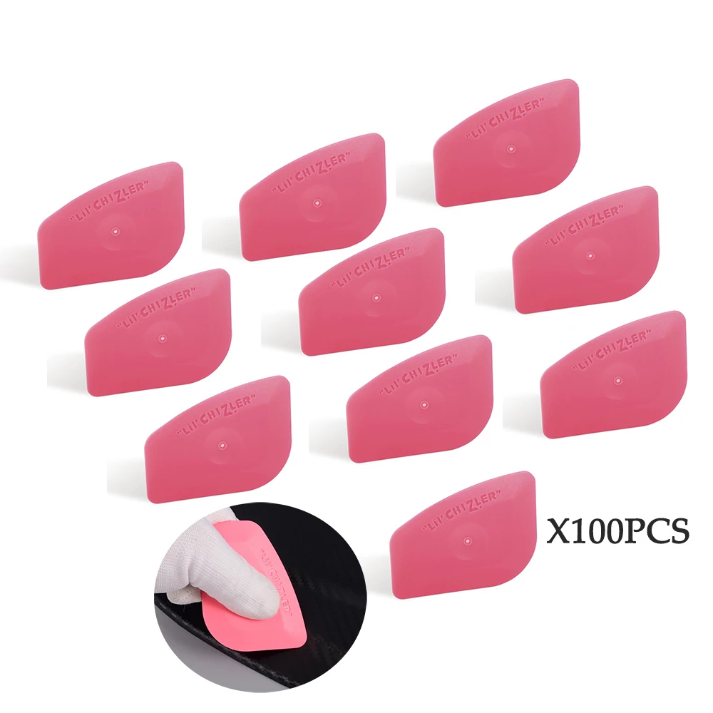 EHDIS 100pcs pink Car Squeegee Card Scraper Auto Window Vinyl Film