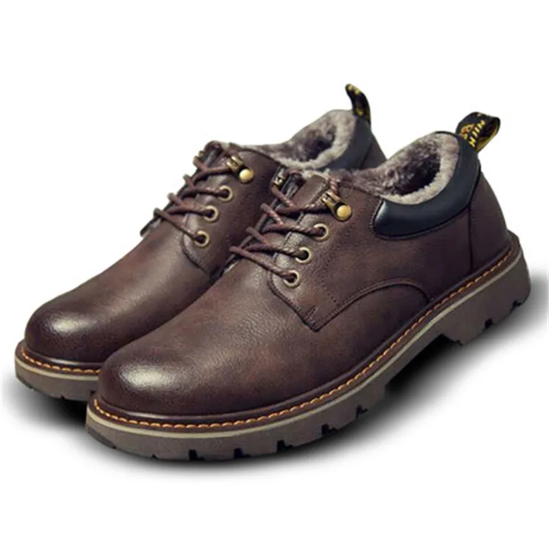 

2018 men's casual retro tooling shoes winter England plus velvet warm cotton shoes big shoes
