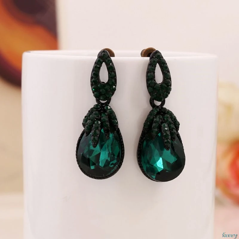 

Bohemia Earrings Dark Green Bohemian Boho Vintage Charms Women Jewelry Retro Fashion Stone Rhinestone Geometric Dangle Charm