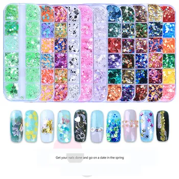 

14 paragraph Nail Art Decoration Ultra-thin Love heart/star/Mermaid Sequins 12 color DIY Nail Art Decoration