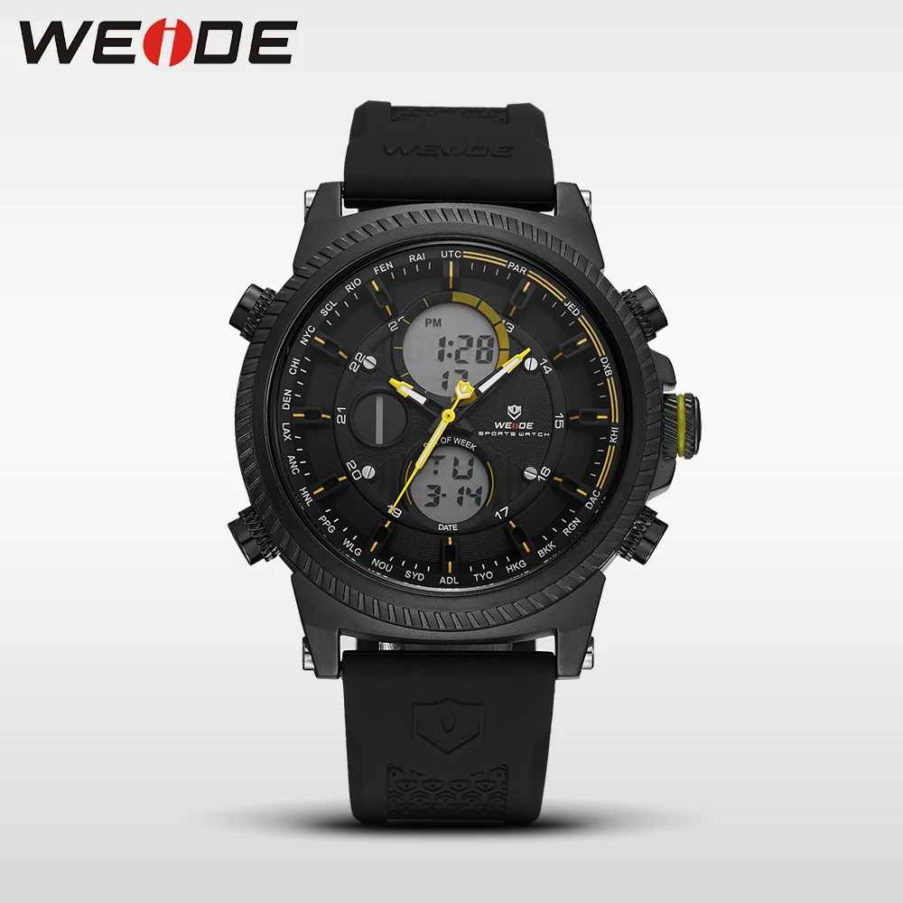 WEIDE Genuine luxury Brand Military sport Digital Male Watch Automatic LCD watches silicon watch quartz Analog Waterproof  Clock