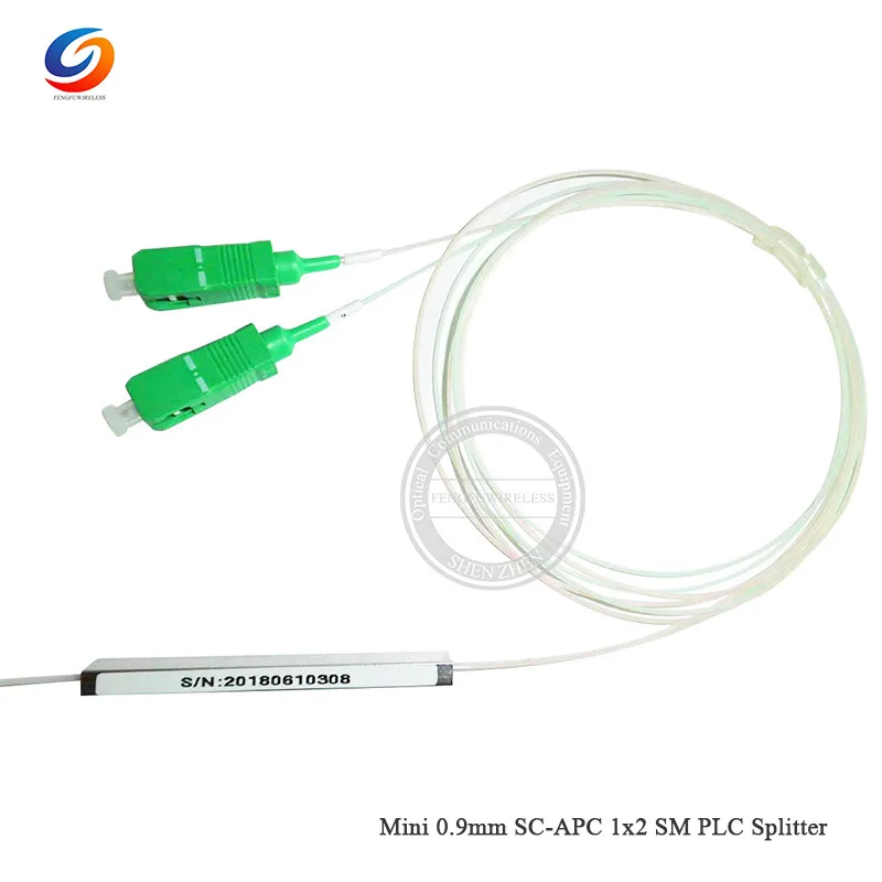 Бесплатная доставка 0 9 мм Мини SC APC 1x2 SM PLC сплиттер Волоконно Оптический Белый с
