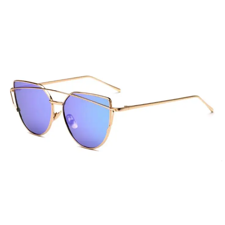  - 2020 Fashion Cat Eye Sunglasses Women Brand Designer Vintage Rose Gold Mirror Color Lens Classic Alloy Sun Glasses Lady Eyewear