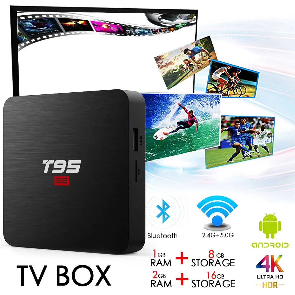 2019 Новый T95 S2 Android 7,1 ТВ Box Amlogic S905W 2 GB 16 GB Smart 4 K H.264 HD медиаплеер T95S2 2.4g WiFi Беспроводной Декодер каналов кабельного телевидения