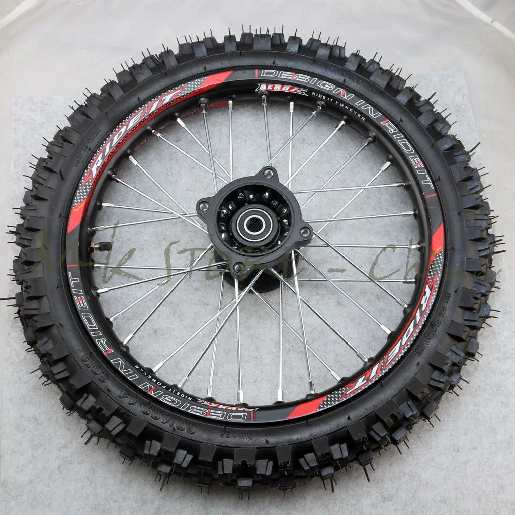 Переднее 14 ''колесо для питбайка GuangLi 60/100 шина и спицевая с 32 отверстиями KTM CRF PRO