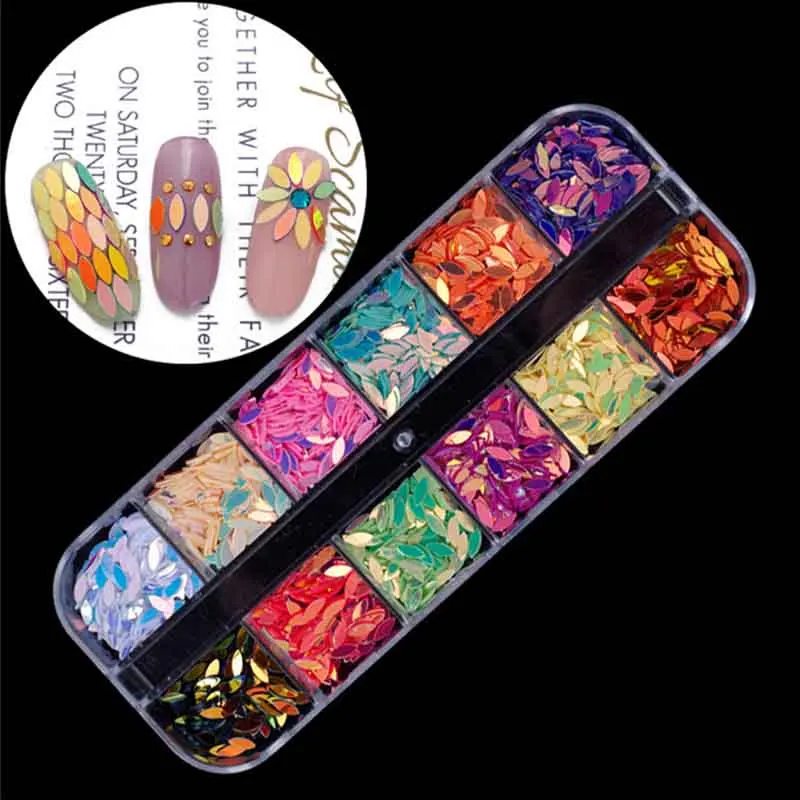 

Swagpick 1 Box Horse Eyes Design Small Leaf Nail Sequins 3D DIY Nail Art Decorations Manicure Tools