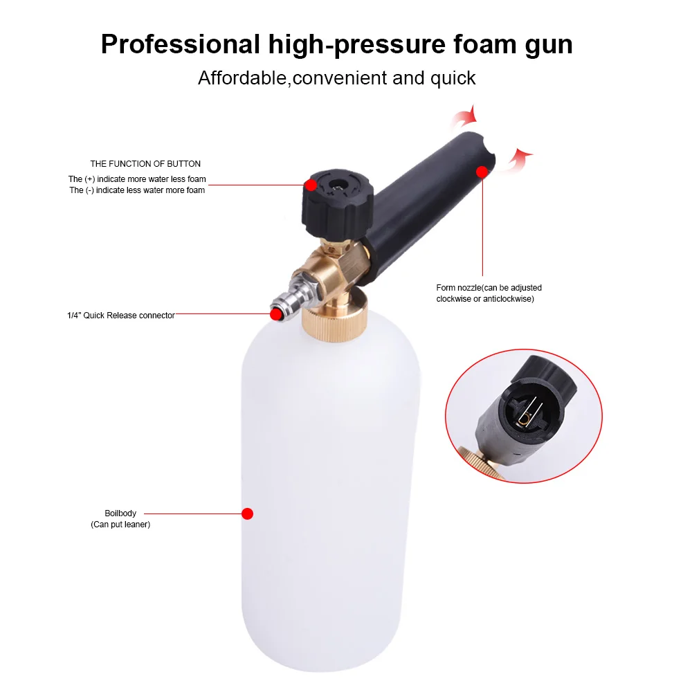 LaLeyenda High Pressure Washer Snow Foam Gun for 1/4