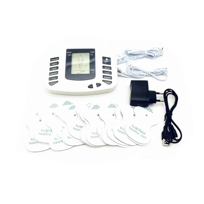 Electric Massage Slimming Full Body Relax Electronic Pulse Massager Muscle Stimulator Tens Unit + 16 Electrode Sticker Pads