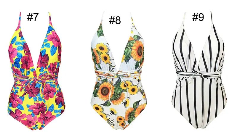 Sexy One Piece Swimsuit Female Deep V Backless Brazilian Monokini Swimwear Women Bathing Suit Swimming sunflower swimsuit