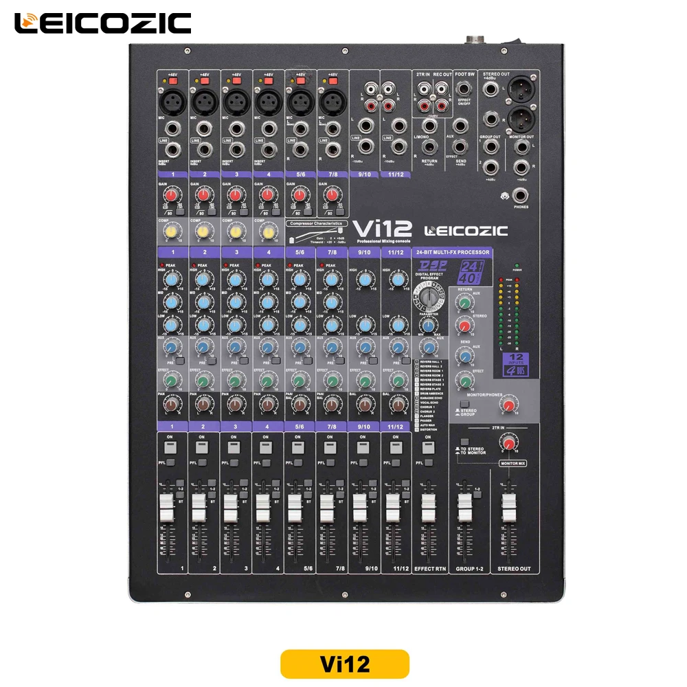 Leicozic 12 канальный микшерный пульт Vi12 DJ музыкальный миксер звуковая система dj миксеры звуковая караоке микшер система смешивания консольная часть