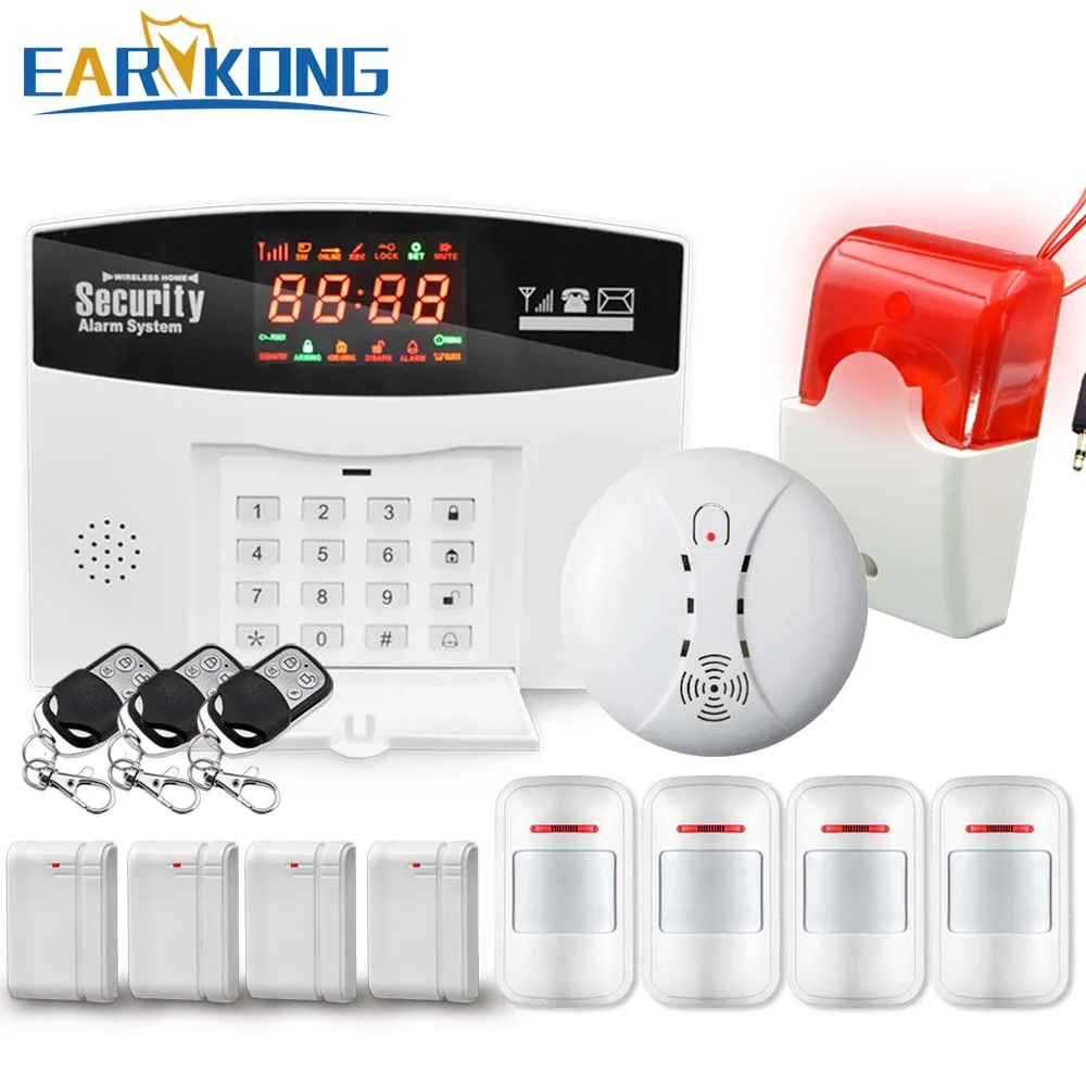 Hot Selling Free Shipping Wholesale Wireless PSTN GSM Alarm System 433MHz Russia Brizal Home Burglar Security