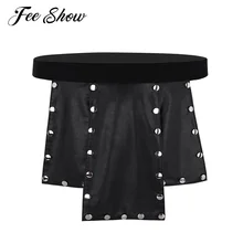 Черный мужское нижнее белье Сисси килт Нижнее белье Новинка Мягкие 6 Панель Искусственная кожа низкой посадкой Металл шипованных килт нижнее белье с оголовье на гвоздях