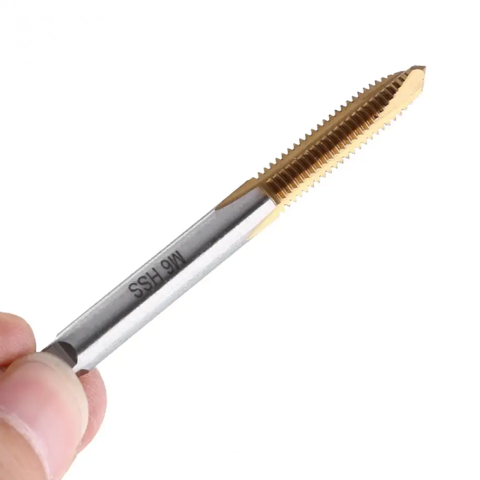 

5pcs/set Titanium Coated HSS Thread Screw Tap Kit M3 M4 M5 M6 M8 Forward Chip Ejection Screw Taps Tool Set