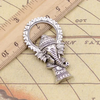 

2pcs/lot Charms Ganesha Elephant Buddha 50x28mm Antique Silver Color Pendants Making DIY Handmade Tibetan Finding Jewelry