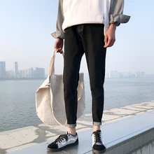 Мужские новые модные трендовые повседневные брюки, облегающие прямые джинсы с высокой эластичностью, свободные синие/черные фирменные Trousers28-42