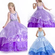 Бальное платье на бретельках, пышные платья для девочек, Многоуровневая органза с коротким шлейфом, недорогое платье с цветочным узором для девочек