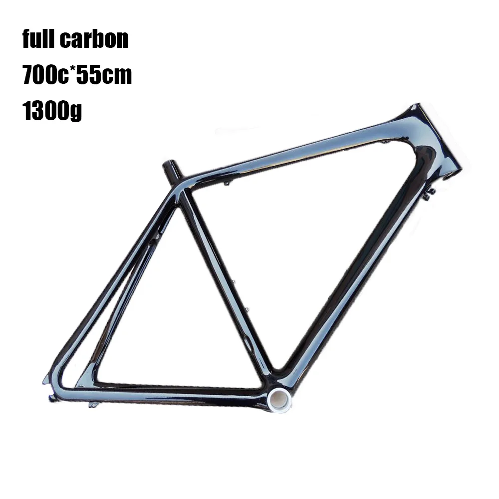 

700C 55cm Full Carbon Road Bike Frame Black Gloss Paint Surface Outside Line 41.8mm Straight Tube Bicicletas Frame