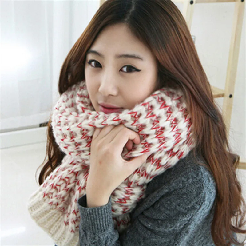 

SUMEIKE New Unisex Winter scarf knitted Long Scarves Warmer woman's Crochet Loop women Scarves for lady Gifts