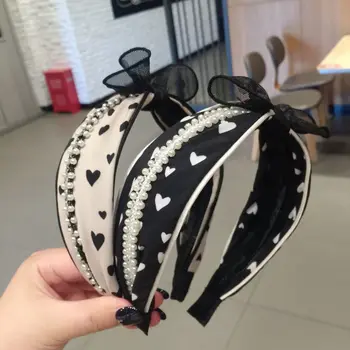 

Fashion pearls Bead lace Cloth Hair Hoop Headband Hairband for Women Girls Small fresh style Hair Band Hair Accessories