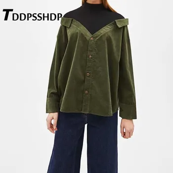 

Patchwork Fake Two Piece Women Blouses Women's Casual Long Sleeve Femme Blouse Tops Fashion Shirt